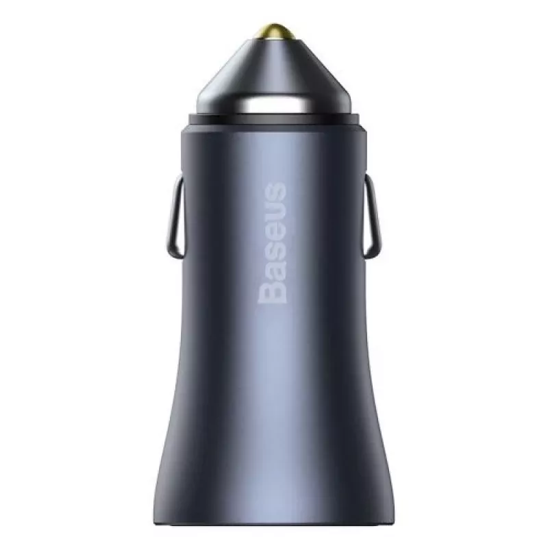 Baseus Golden Contactor Pro Dual Quick Car Charger 40W USB-C + USB-A PD 3.0 QC 4+ SCP FCP AFC z kablem Type-C na Lightning 1m Czarny Ciemnoszary