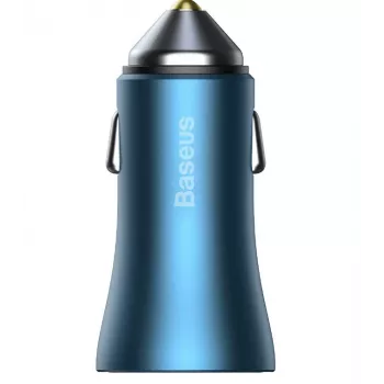 Baseus Golden Contactor Pro Dual Quick Car Charger 40W z kablem USB-C na Lightning 1m Niebieski