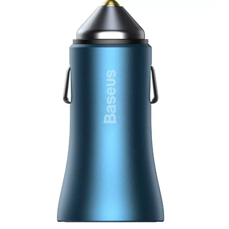 Baseus Golden Contactor Pro Dual Quick Car Charger 40W z kablem USB-C na Lightning 1m Niebieski