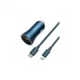 Baseus Golden Contactor Pro Dual Quick Car Charger 40W z kablem USB-C na Lightning 1m Niebieski