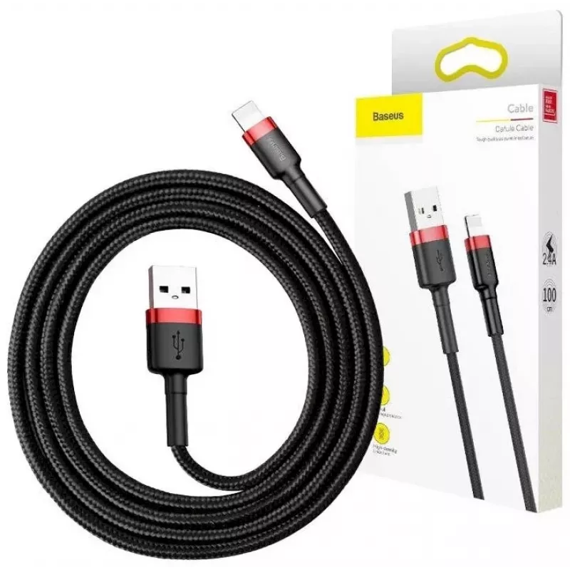 Baseus Lightning Cafule Cable 2A, 3m Red/Black (CALKLF-R91)