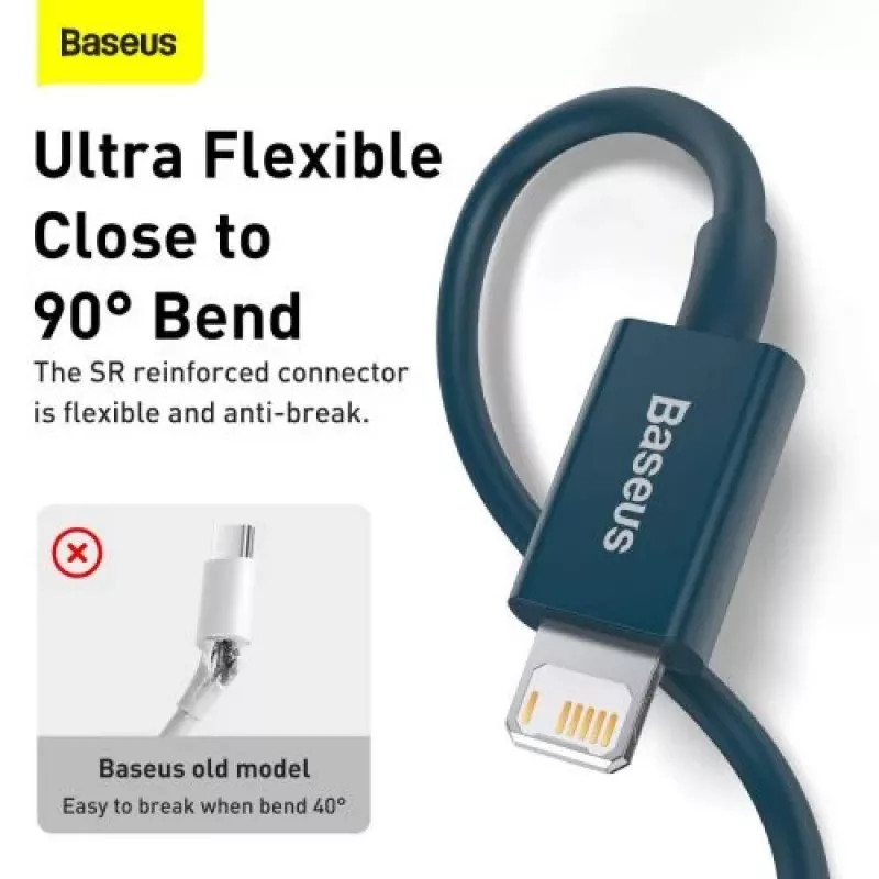 Baseus Lightning Superior Series Cable, Fast Charging, Data 2.4A, 1m Blue (CALYS-A03)