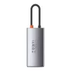 Baseus Metal Gleam Series 4-in-1 USB-C Hub, USB 3.0 + USB 2.0 + HDMI + USB-C PD, Silver