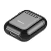 Baseus Metallic Shining Ultra-cienkie Silikonowe Etui Ochronne z Karabińczykiem do AirPods 1 / 2 Czarny
