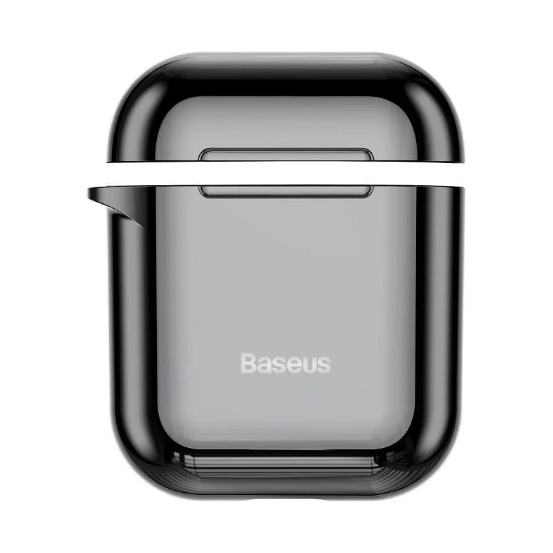 Baseus Metallic Shining Ultra-cienkie Silikonowe Etui Ochronne z Karabińczykiem do AirPods 1 / 2 Czarny