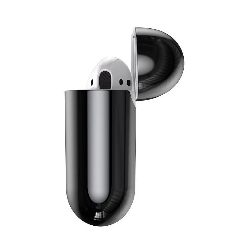 Baseus Metallic Shining Ultra-cienkie Silikonowe Etui Ochronne z Karabińczykiem do AirPods 1 / 2 Czarny