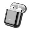 Baseus Metallic Shining Ultra-cienkie Silikonowe Etui Ochronne z Karabińczykiem do AirPods 1 / 2 Czarny