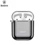 Baseus Metallic Shining Ultra-cienkie Silikonowe Etui Ochronne z Karabińczykiem do AirPods 1 / 2 Czarny