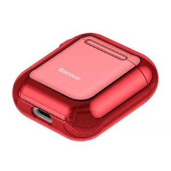 Baseus Metallic Shining Ultra-cienkie Silikonowe Etui Ochronne z Karabińczykiem do AirPods 1 / 2 Czerwone