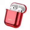 Baseus Metallic Shining Ultra-cienkie Silikonowe Etui Ochronne z Karabińczykiem do AirPods 1 / 2 Czerwone