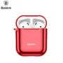 Baseus Metallic Shining Ultra-cienkie Silikonowe Etui Ochronne z Karabińczykiem do AirPods 1 / 2 Czerwone