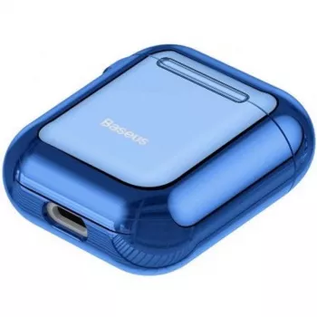 Baseus Metallic Shining Ultra-cienkie Silikonowe Etui Ochronne z Karabińczykiem do AirPods 1/2 Niebieski
