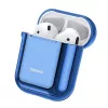 Baseus Metallic Shining Ultra-cienkie Silikonowe Etui Ochronne z Karabińczykiem do AirPods 1/2 Niebieski