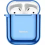 Baseus Metallic Shining Ultra-cienkie Silikonowe Etui Ochronne z Karabińczykiem do AirPods 1/2 Niebieski