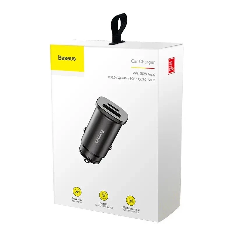 Baseus Square Car Charger PPS QC4.0 / PD3.0 5A 30W (Black)