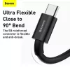 Baseus Superior Series USB-A do USB-C Szybki Kabel Ładujący i do Danych, 66W (11V/6A), 2m, Czarny (CATYS-A01)