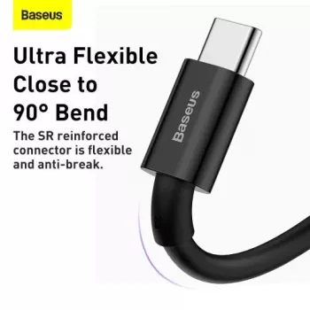 Baseus Superior Series USB-A do USB-C Szybki Kabel Ładujący i do Danych, 66W (11V/6A), 2m, Czarny (CATYS-A01)