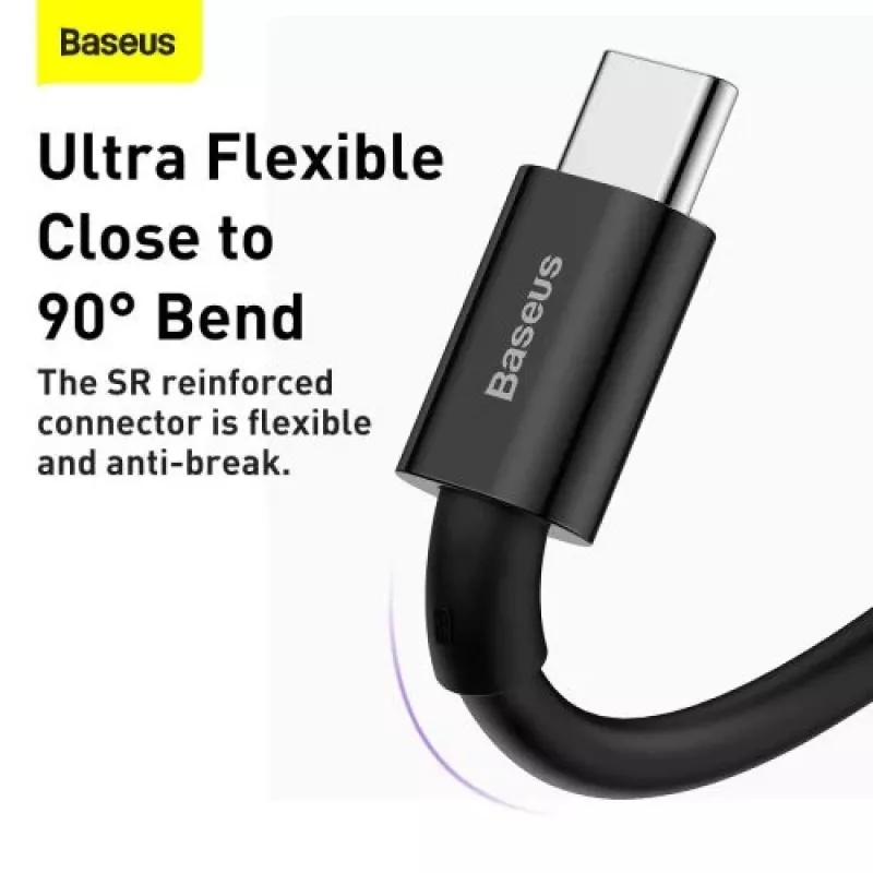 Baseus Superior Series USB-A do USB-C Szybki Kabel Ładujący i do Danych, 66W (11V/6A), 2m, Czarny (CATYS-A01)