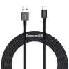 Baseus Superior Series USB-A do USB-C Szybki Kabel Ładujący i do Danych, 66W (11V/6A), 2m, Czarny (CATYS-A01)