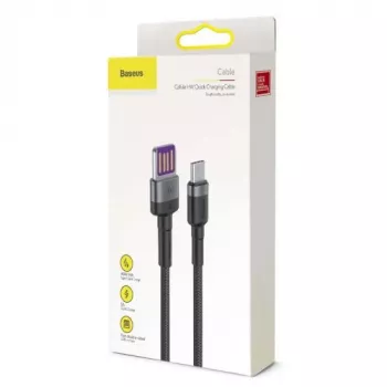Baseus Type-C Cafule SuperCharge 40W PD 3.0 QC 3.0 1m Gray/Black USB-C do USB-C Kabel (CATKLF-PG1)