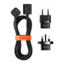 Baseus Universal PowerCombo Kabel / Przedłużacz z Mini Listwą Zasilającą 1m Czarny (Adapter EU i UK)