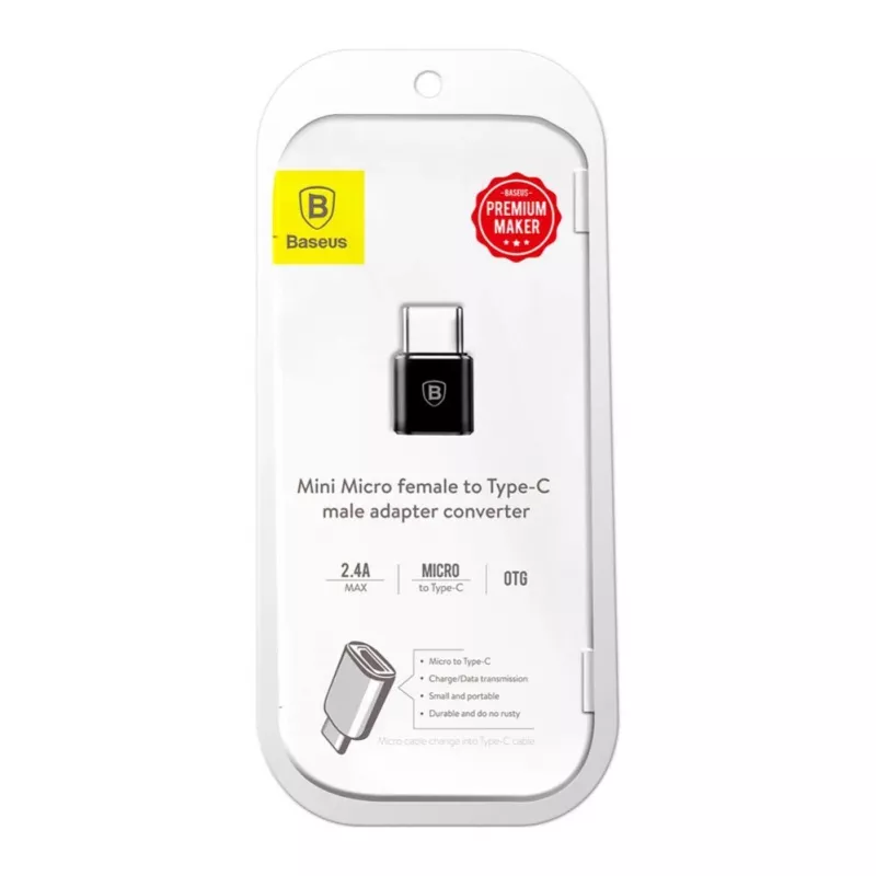 Adapter Baseus USB 2.0 Type-C na Micro USB OTG (Czarny)