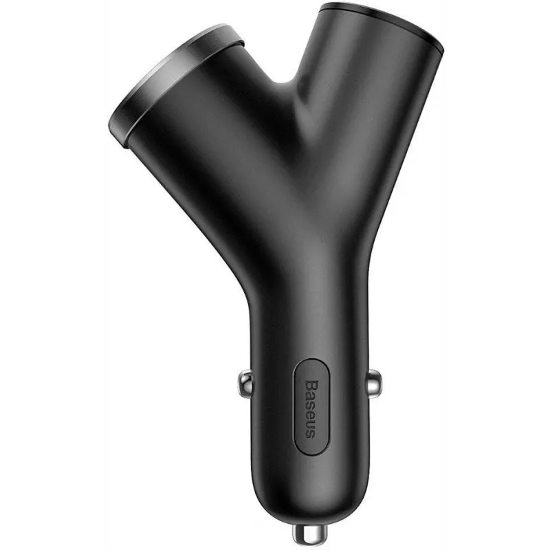 Baseus Y Type ładowarka samochodowa, 2 USB + gniazdo zapalniczki, 3.4A, czarny (CCALL-YX01)
