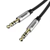 Baseus Yiven M30 Kabel audio 3.5mm (męski do męskiego) – 1m, nylonowy oplot, pozłacany, czarno-srebrny