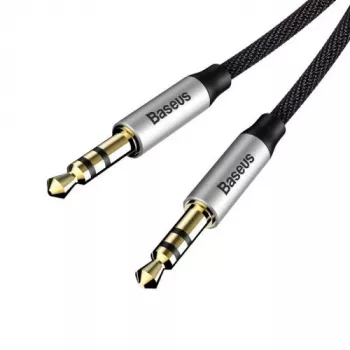 Baseus Yiven M30 Kabel audio 3.5mm (męski do męskiego) – 1m, nylonowy oplot, pozłacany, czarno-srebrny