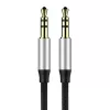 Baseus Yiven M30 Kabel audio 3.5mm (męski do męskiego) – 1m, nylonowy oplot, pozłacany, czarno-srebrny