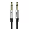 Baseus Yiven M30 Kabel audio 3.5mm (męski do męskiego) – 1m, nylonowy oplot, pozłacany, czarno-srebrny