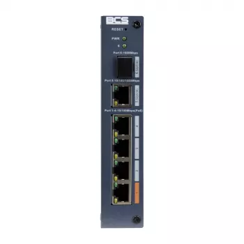 BCS BCS-L-SP0401G-1SFP-M Przemysłowy niezarządzalny przełącznik PoE+, 4x PoE+ RJ45 + 1x RJ45 + 1x SFP, 65W