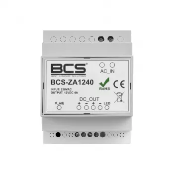 BCS-ZA1240 Zasilacz 12V 4A 48W AC/DC z wejściem IEC C8