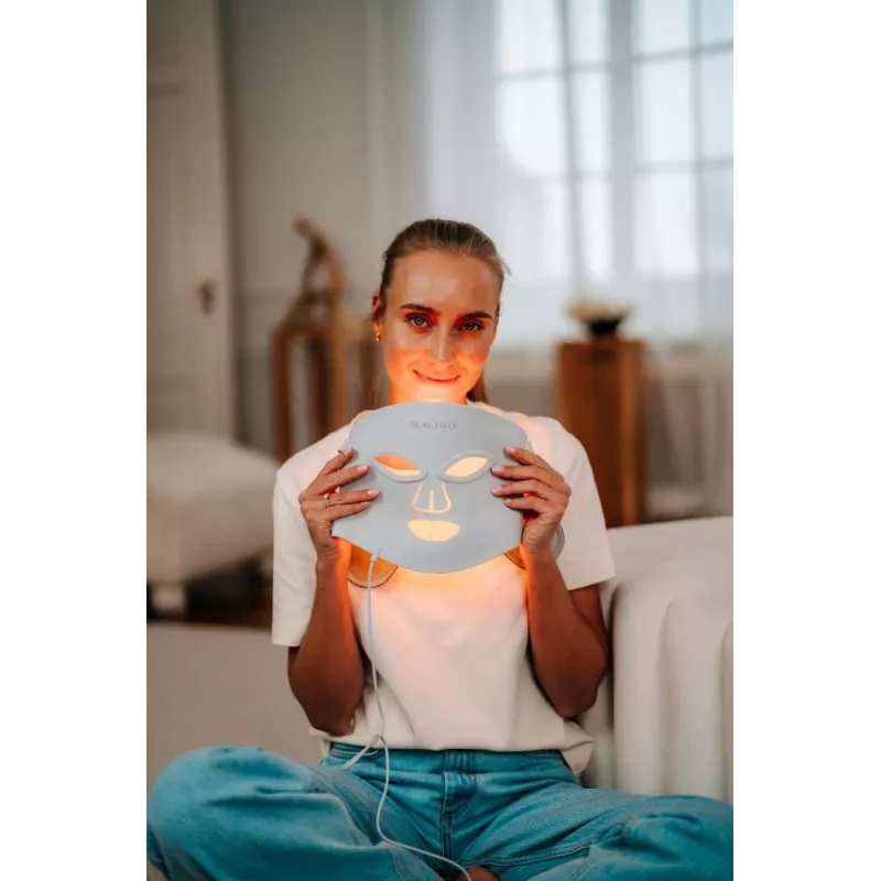 Maska LED do terapii światłem Beautifly AuraSkin Pro - 7 kolorów, 192 diody, ładowana