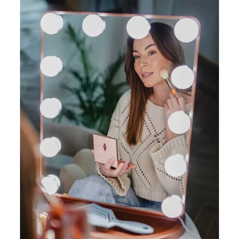 Beautifly GlamourVue LED Makeup Mirror z 3 trybami światła, płynną regulacją jasności, powiększeniem 1x/5x, panelem dotykowym, akumulatorem 2000mAh, USB-C, biały