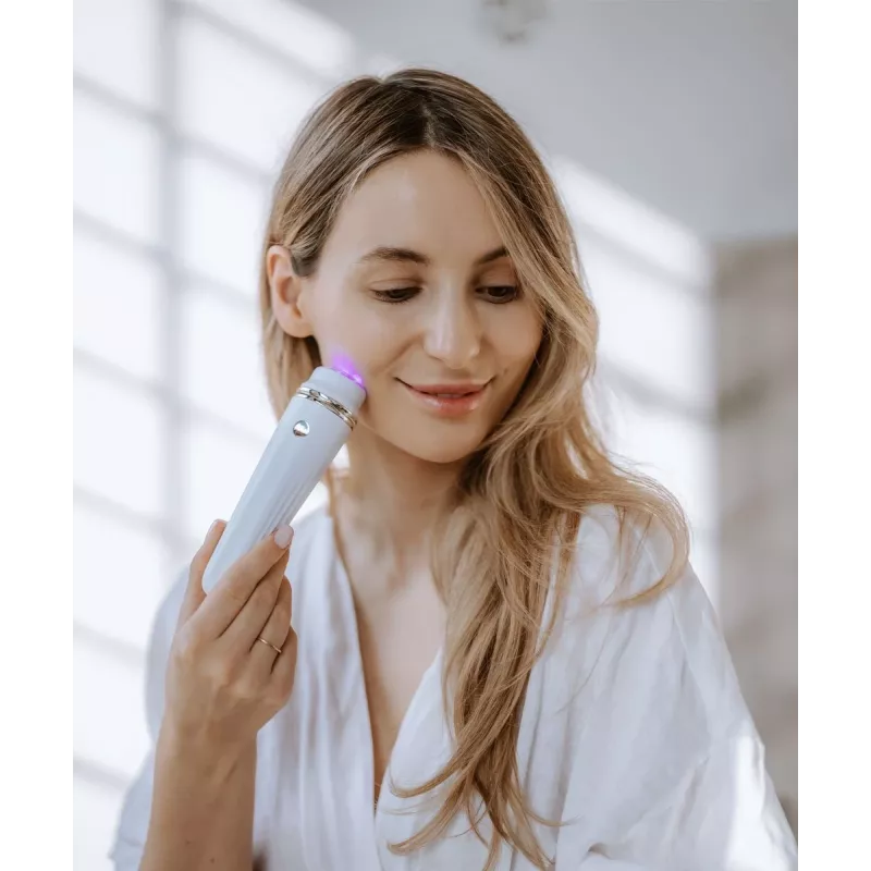 Beautifly Glossy Acne Young Sonic Facial Cleansing Brush z Niebieską Terapią LED i Funkcją Ogrzewania, Rose Gold/Różowy