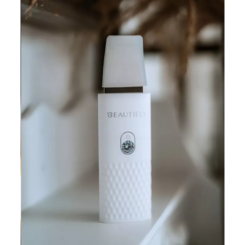 Beautifly Peeling Scrub Mini - Ultrasoniczne urządzenie do kawitacji twarzy z EMS Microcurrent, Biały Różowe Złoto