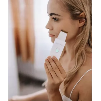 Beautifly Peeling Scrub Mini - Ultrasoniczne urządzenie do kawitacji twarzy z EMS Microcurrent, Biały Różowe Złoto