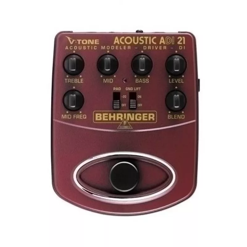Behringer ADI21 Przedwzmacniacz/DI do gitary akustycznej z 3-pasmowym EQ i kontrolą sprzężeń