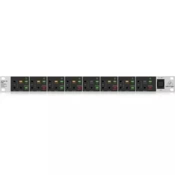 Behringer DI800 8-kanałowa aktywna skrzynka DI z wejściami combo 1/4 inch TS / XLR i wyjściami XLR, czarno-srebrna