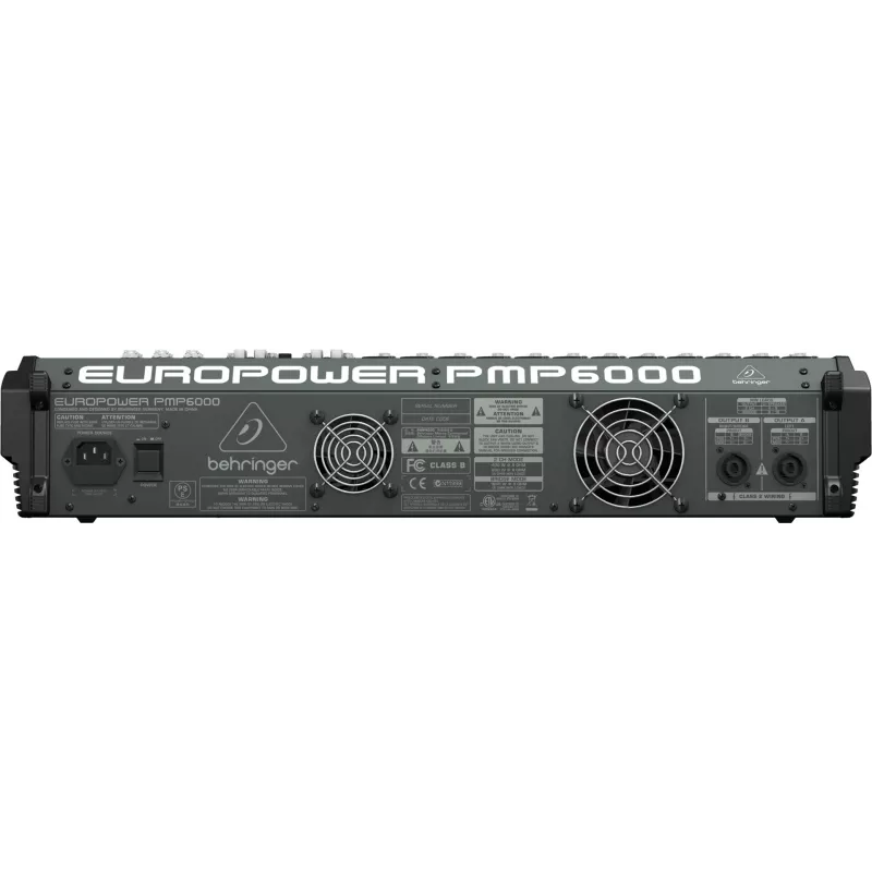 Behringer PMP6000 20-kanałowy wzmacniany mikser z podwójnym FX i mostkowaną mocą 1200 W, czarny