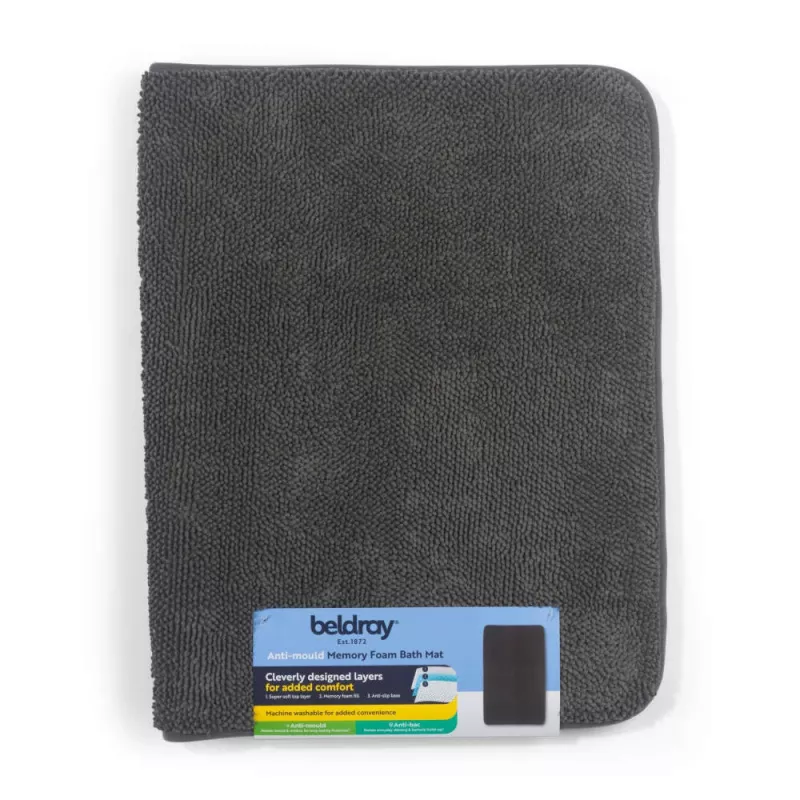 Beldray LA00000099CHEU7 Mata łazienkowa z pianki memory foam antypleśniowa 50 x 80 cm, szary
