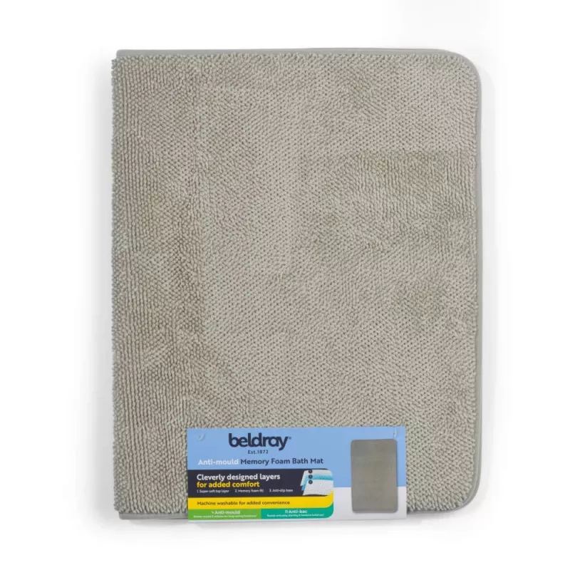 Beldray LA00000099NEU7 Antypleśniowa Mata Łazienkowa z Pianki Memory Foam 50 x 80 cm, Szary