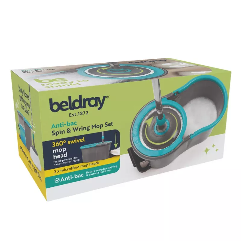 Beldray LA00000186UFEU7 Anti-bac Spin & Wring Mop Set - Grey/Blue