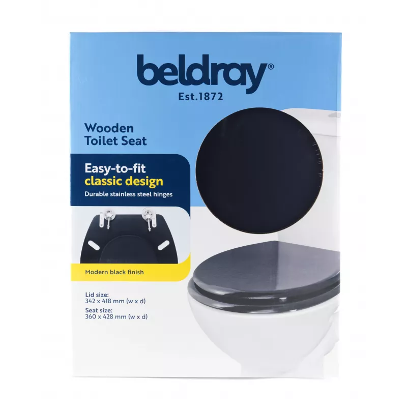 Beldray LA032355BFPEU7 Drewniana deska sedesowa, czarna