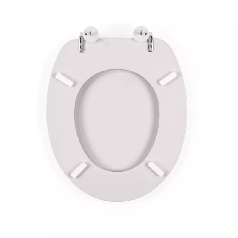 Beldray LA032355PGRY Drewniana deska sedesowa, biała - ciche domykanie, kształt D, szybkozłączki