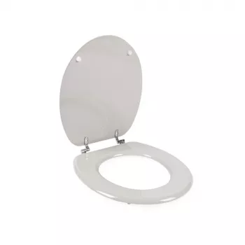 Beldray LA032355PGRY Drewniana deska sedesowa, biała - ciche domykanie, kształt D, szybkozłączki