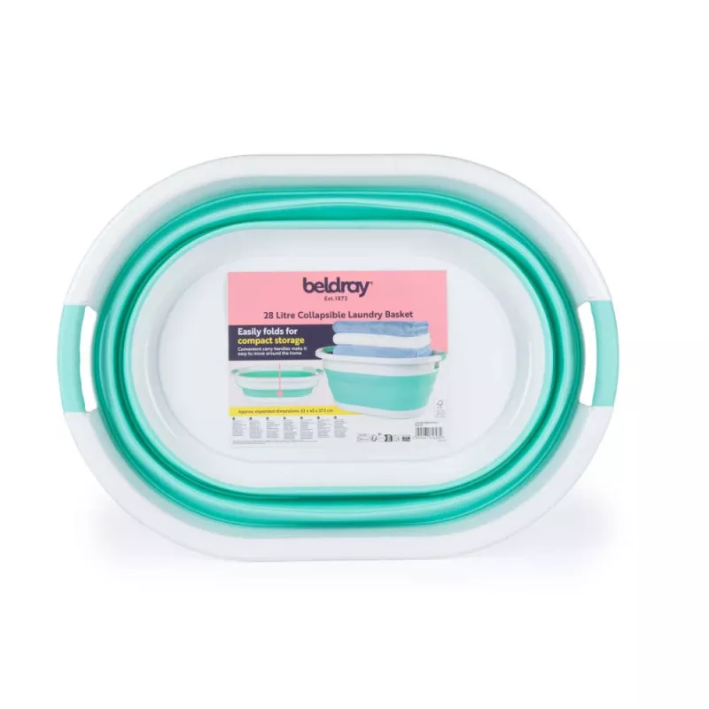 Beldray LA034816MNTFPEU7 Składany kosz na pranie 28L Biały/Miętowy