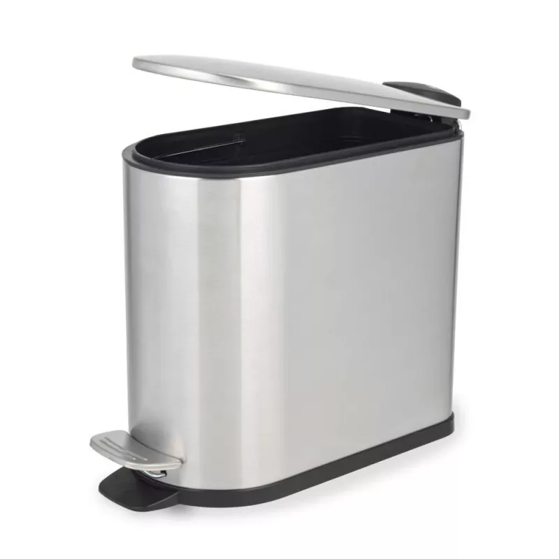 Beldray LA036683SSPEU7 Slimline D-Shaped Pedal Bin 5-Litre, Silver