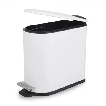 Beldray LA036690WHTPEU7 Smukły kosz na śmieci w kształcie litery D z pedałem, 5 litrów, biały